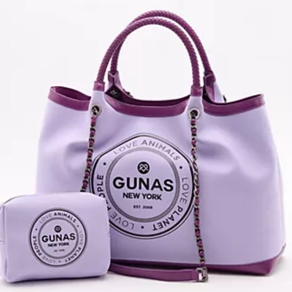 Gunas New York Handbags - Gunas New York Ruth Canvas Double Handle Tote with Pouch Lilac Purple